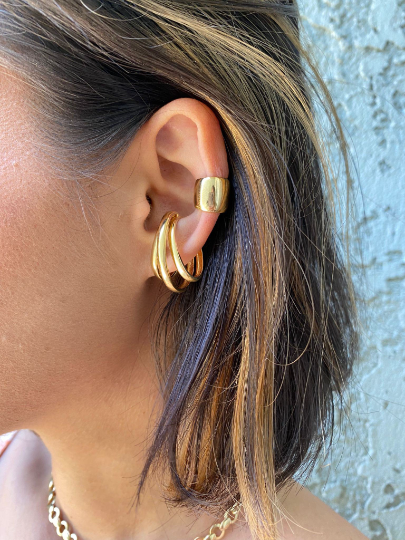 Bold 18k Gold Filled Plain Ear Cuff Earrings