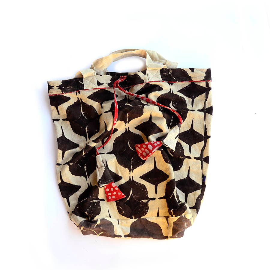 Large Organic Cotton Block Printed Bag