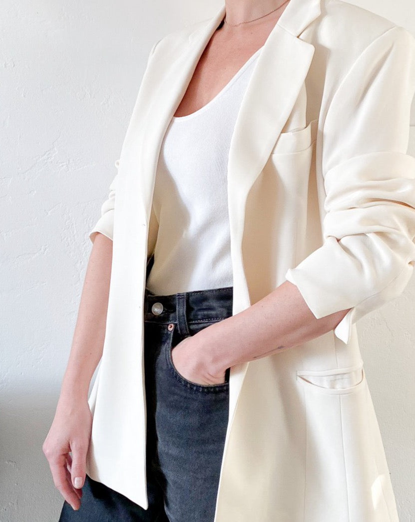 Vintage Ivory Silk Blazer