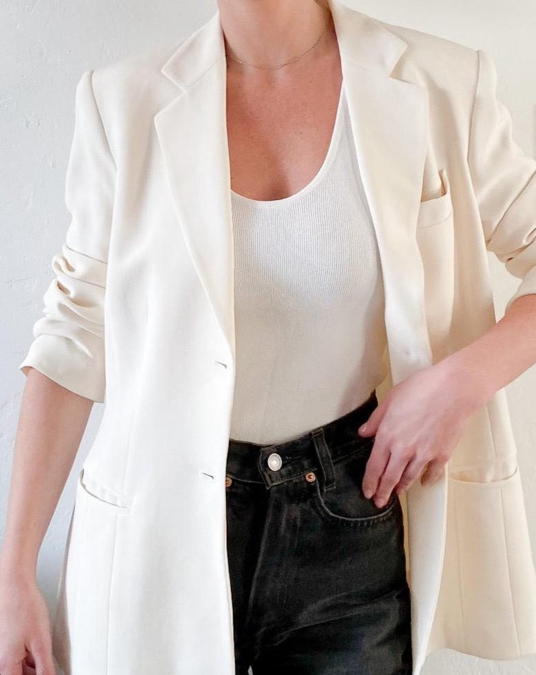 Vintage Ivory Silk Blazer