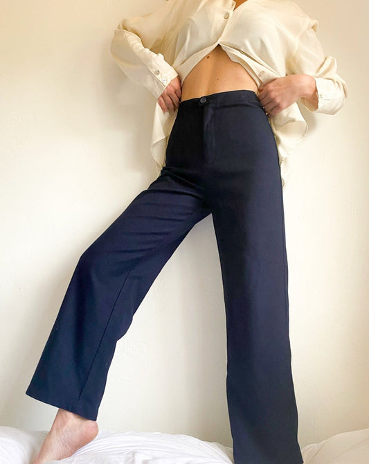 Navy Wide Leg Trouser